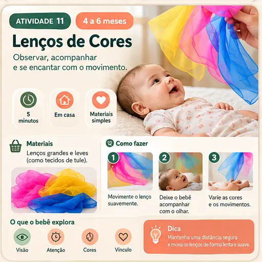 Atividade 11 — Lenços de Cores (4–6 meses)
