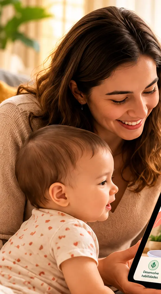 Mãe e bebê brincando juntos